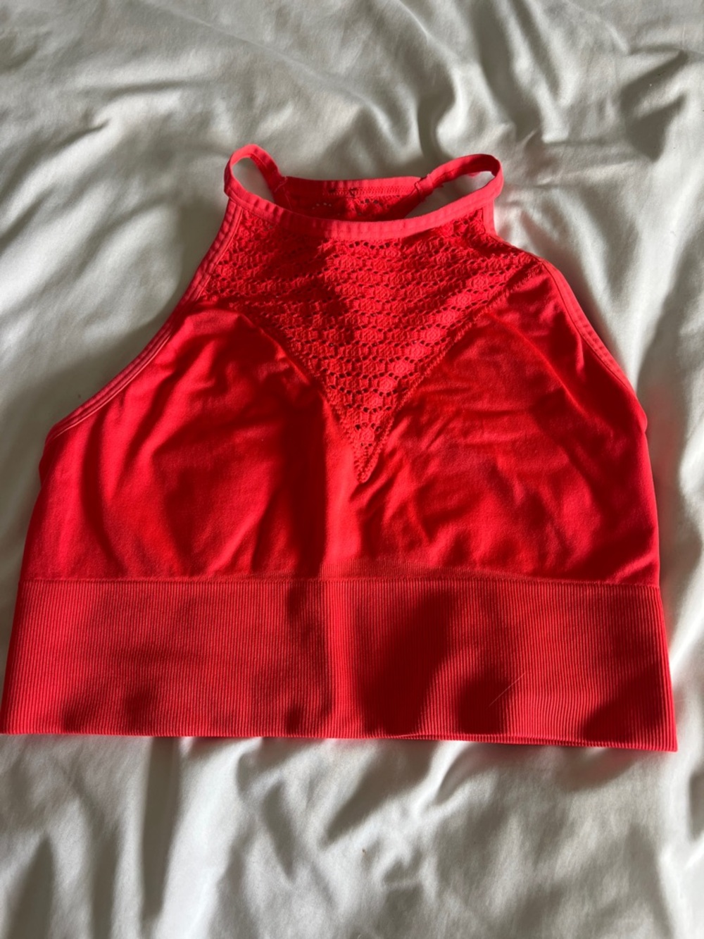 Red Lace-Detail Halter sports bra - Women